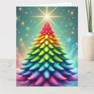 Rainbow Abstract Christmas Tree Card