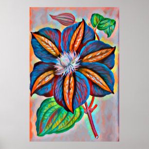 rainbow Abstract Color Flower Original Digital Art Poster