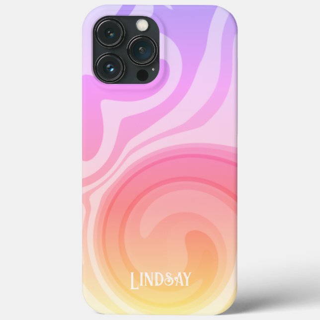 Rainbow Abstract Customise Name Pastel Unique Case-Mate iPhone Case (Back)