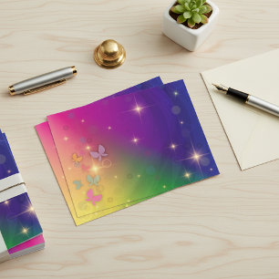 Rainbow Abstract Fairy Lights Butterflies Sparkles Postcard