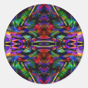 Rainbow Abstract Fractal Art Classic Round Sticker
