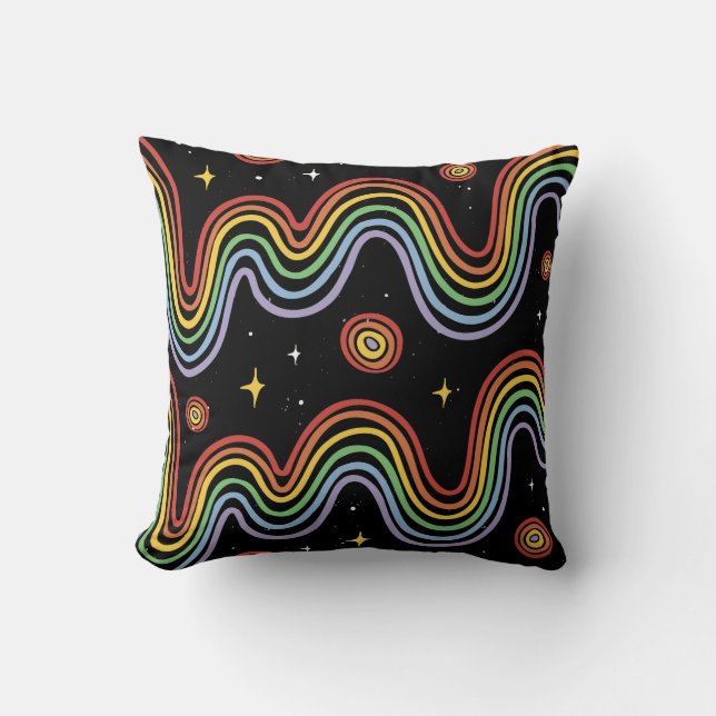 Rainbow Abstract Lines Cushion (Front)