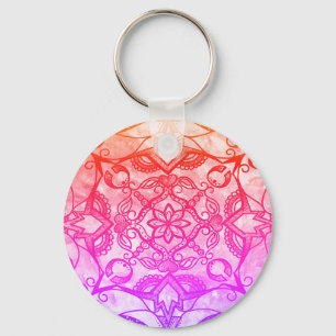 Rainbow Abstract Mandala Key Ring