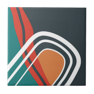Rainbow abstract modern colourful line art tile