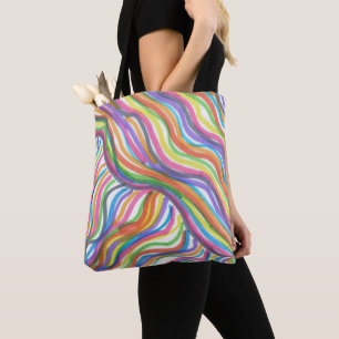Rainbow Abstract Octopus Tote Bag