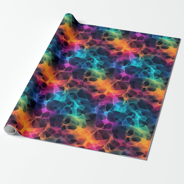 Rainbow Abstract on Black Wrapping Paper (Unrolled)