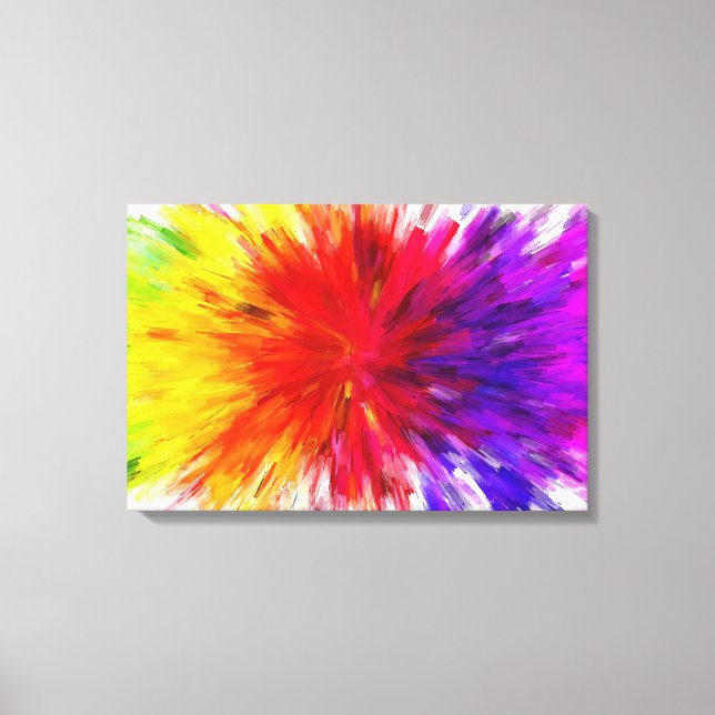 Rainbow Abstract Paint Splash Style Digital Art Canvas Print (Front)