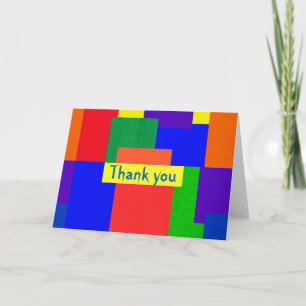 Rainbow Abstract Patchwork Thank You Card