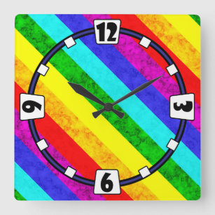 Rainbow abstract pattern square wall clock