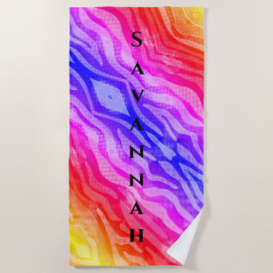 Rainbow Abstract Personalised Beach Towel