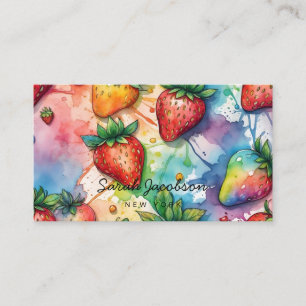 Rainbow Abstract Strawberries Business Card