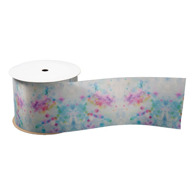 Rainbow Abstract Tie Dye Satin Ribbon (Spool)