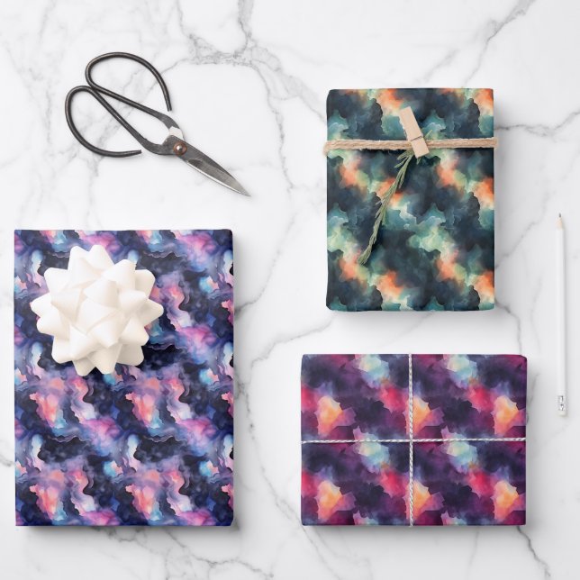 Rainbow Abstract Trio  Wrapping Paper Sheet (Front)