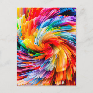 Rainbow Abstract Vibrant Swirl Modern Announcement Postcard