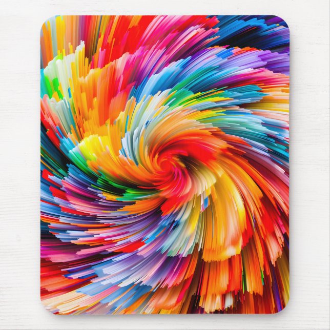 Rainbow Abstract Vibrant Swirl Modern Mouse Mat (Front)