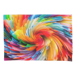 Rainbow Abstract Vibrant Swirl Modern Pillowcase