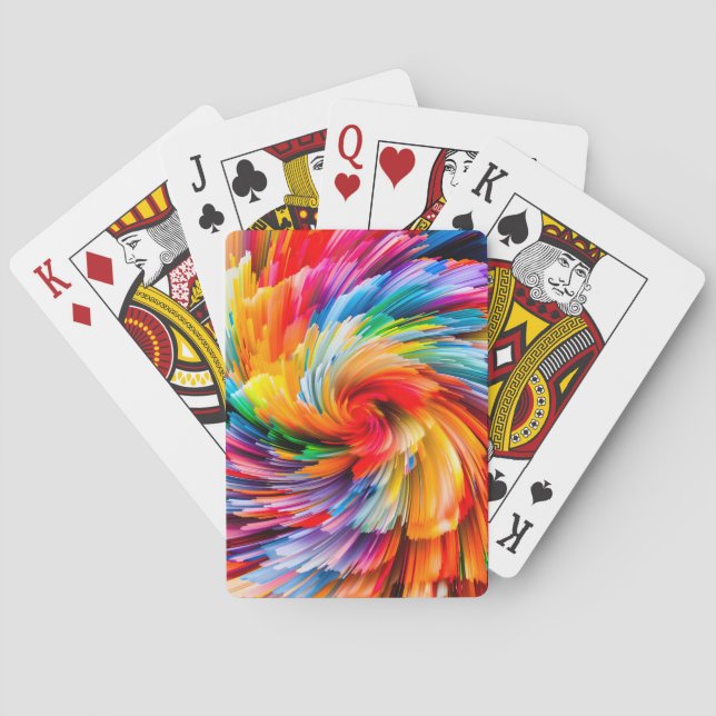 Rainbow Abstract Vibrant Swirl Modern Playing Cards (Back)