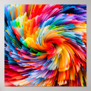 Rainbow Abstract Vibrant Swirl Modern Poster