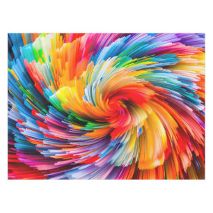 Rainbow Abstract Vibrant Swirl Modern Tablecloth