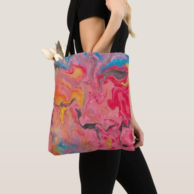 Rainbow Abstract Waterfall  Tote Bag (Close Up)