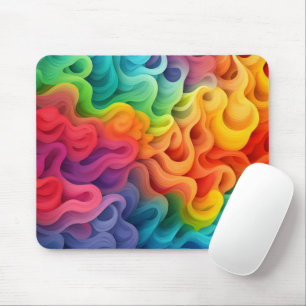 Rainbow Abstract Waves Mouse Mat