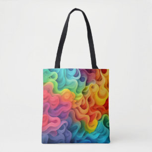Rainbow Abstract Waves Tote Bag