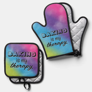 Rainbow Abstract With Fun Quote Oven Mitt & Pot Holder Set