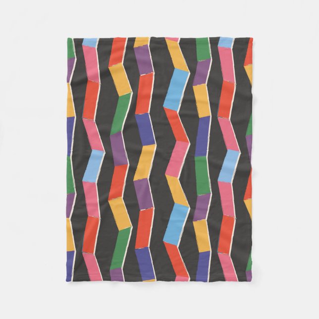 Rainbow abstract zig zag seamless pattern,hand pai fleece blanket (Front)