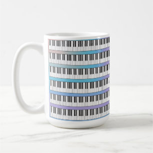 Rainbow accent piano keyboard coffee mug