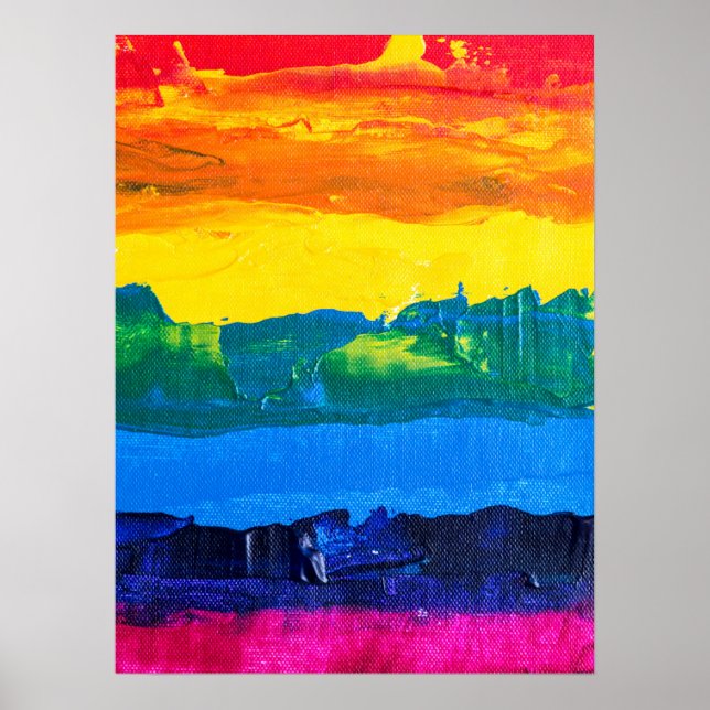 Rainbow Acrylic Painting Gay Colors Pride Flag Day Poster (Front)