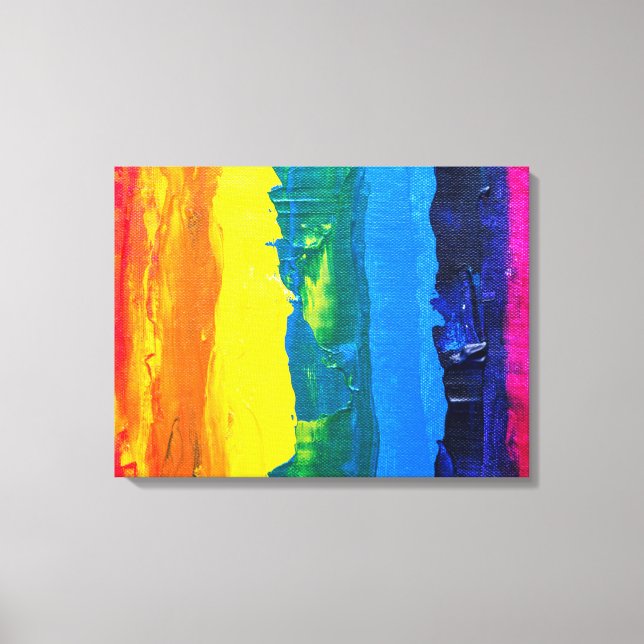 Rainbow Acrylic Painting Gay Colours Pride Flag Da Canvas Print (Front)