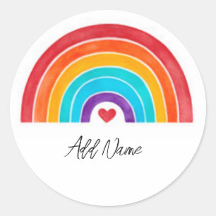 Rainbow - Add Your Name Classic Round Sticker