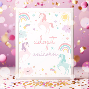 Rainbow Adopt A Unicorn Birthday Party Poster