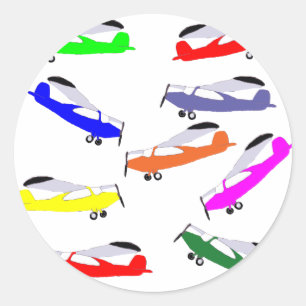 Rainbow Aeroplanes Classic Round Sticker