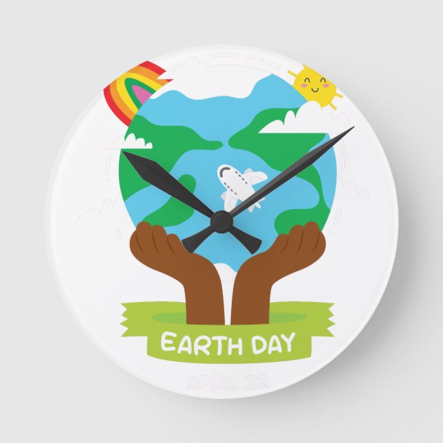 rainbow african Earth Day Round Clock (Front)