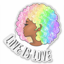 rainbow afro LGBTQ love is love pride black girl