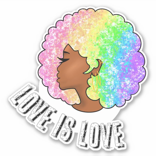 rainbow afro LGBTQ love is love pride black girl  (Front)