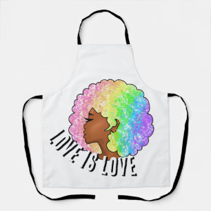 rainbow afro LGBTQ love is love pride black girl Apron