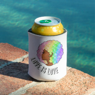 rainbow afro LGBTQ love is love pride black girl Can Cooler