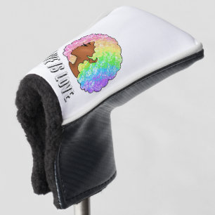 rainbow afro LGBTQ love is love pride black girl  Golf Head Cover
