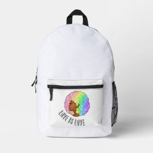 rainbow afro LGBTQ love is love pride black girl Printed Backpack