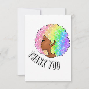 rainbow afro LGBTQ love is love pride black girl Thank You Card