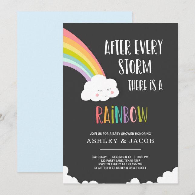 Rainbow After a Loss Boy Baby Shower Invitation (Front/Back)