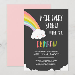 Rainbow After a Loss Girl Baby Shower Invitation
