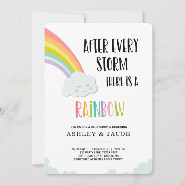 Rainbow After a Loss Neutral  Baby Shower Invitation (Front)