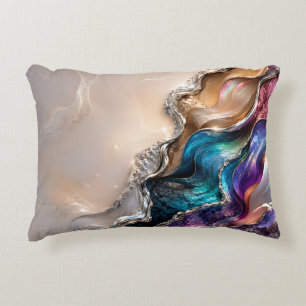 Rainbow Agate Crystal Art Iridescent Marble Gift Decorative Cushion