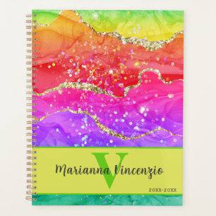 Rainbow Agate Glitter Marble Art Planner