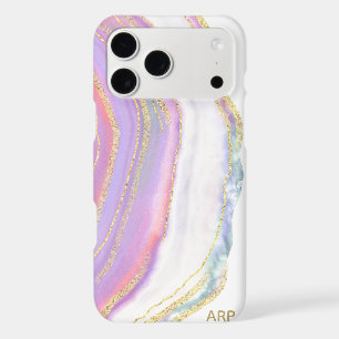 *~* Rainbow Agate Gold Glitter Pastel Pink