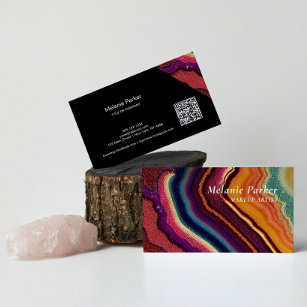 Rainbow Agate Marble QR Code Business Card