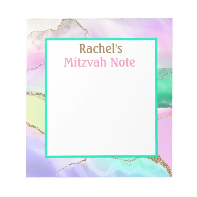 Rainbow Agate Modern Mitzvah Note Girls Notepad (Front)